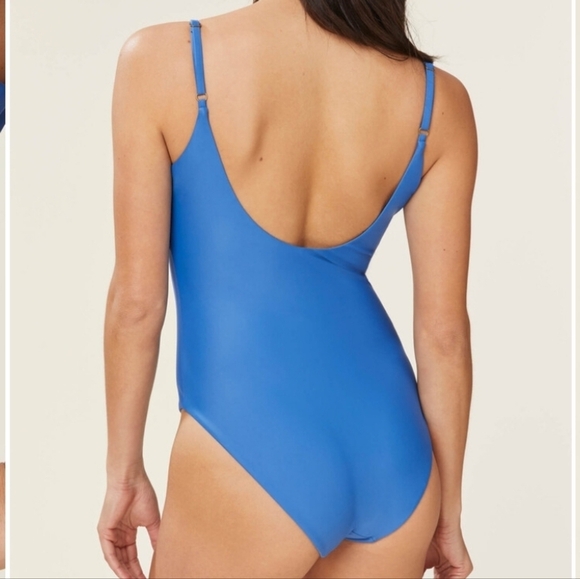 NWT Andie Swim The Santorini One Piece Swimsuit Glossy Eco Nylon in Horizon - Picture 2 of 8